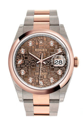 Rolex Datejust 36 Chocolate Jubilee Design Set With Diamonds Dial Dome Rose Gold Two Tone Watch