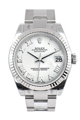 Rolex Datejust 31 White Roman Dial Gold Fluted Bezel Ladies Watch 178274 / None