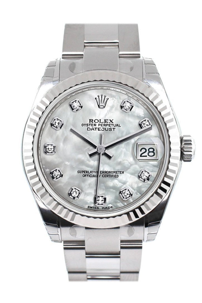 ROLEX 178274 Datejust 31 Pink MOP Diamond Dial Gold Fluted Bezel WatchGuyNYC