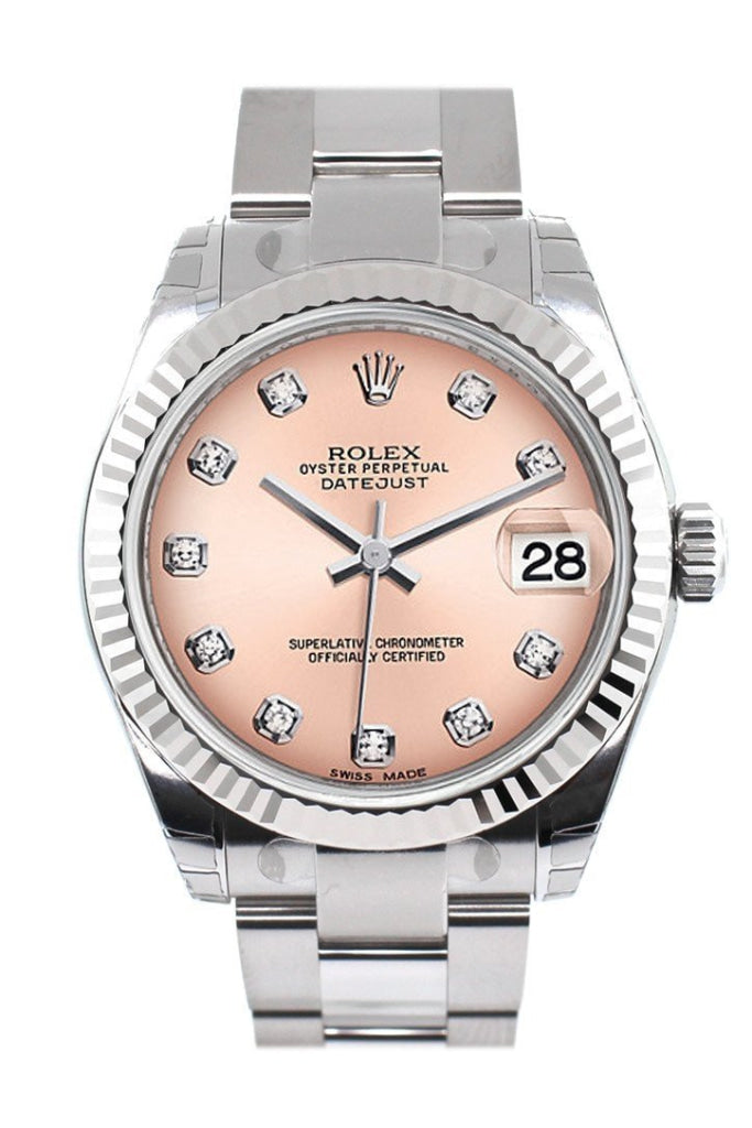 ROLEX 178274 Datejust 31 Pink Diamond Dial Gold Fluted Bezel WatchGuyNYC