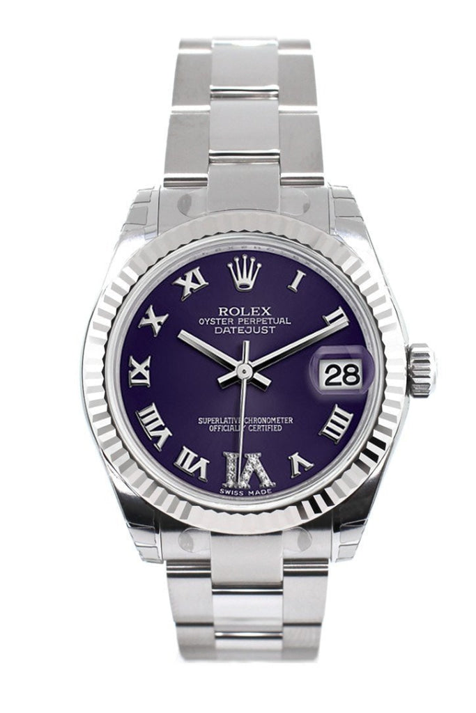ROLEX 178274 Datejust 31 Purple Roman Large VI set with Diamonds