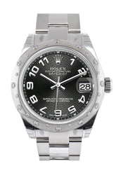 Rolex Datejust 31 Black Concentric Arab Dial Dome Set With Diamonds Bezel Ladies Watch 178344 / None