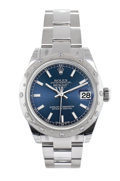 Rolex Datejust 31 Blue Dial Dome set Diamonds Bezel 178344