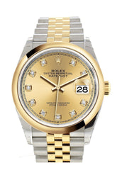 Rolex Datejust 36 Champagne-Colour Set With Diamonds Dial Dome Bezel Jubilee Yellow Gold Two Tone