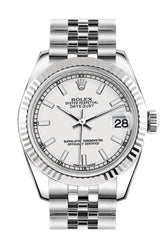 Rolex Datejust 31 White Dial Gold Fluted Bezel Jubilee Ladies Watch 178274 / None