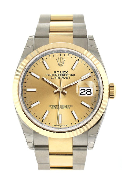 Rolex Datejust 36 Champagne colour Dial Fluted Bezel Oyster Yellow