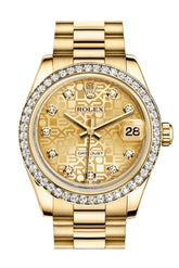Rolex Datejust 31 Champagne Jubilee Diamond Dial Bezel 18K Yellow Gold President Ladies Watch 178288