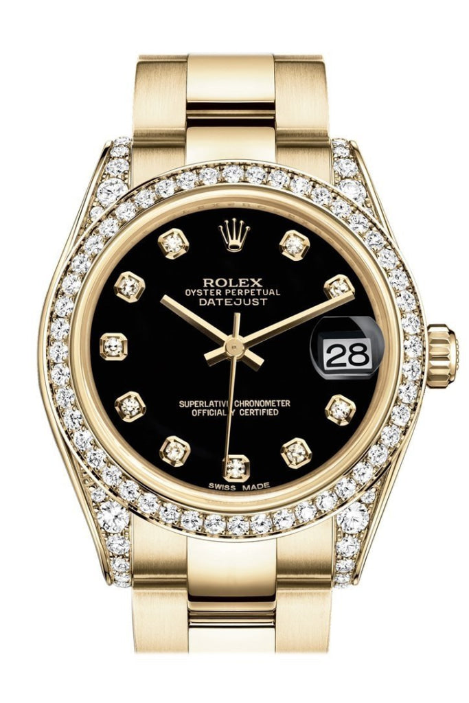 Rolex datejust black dial diamond bezel hot sale
