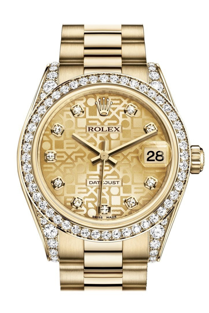 Rolex Yellow Gold Lady-Datejust 28 Watch - 44 Diamond Bezel - Champagn