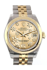 Rolex Datejust 31 Champagne Floral Motif Dial 18K Gold Two Tone Jubilee Ladies 178243 / None Watch