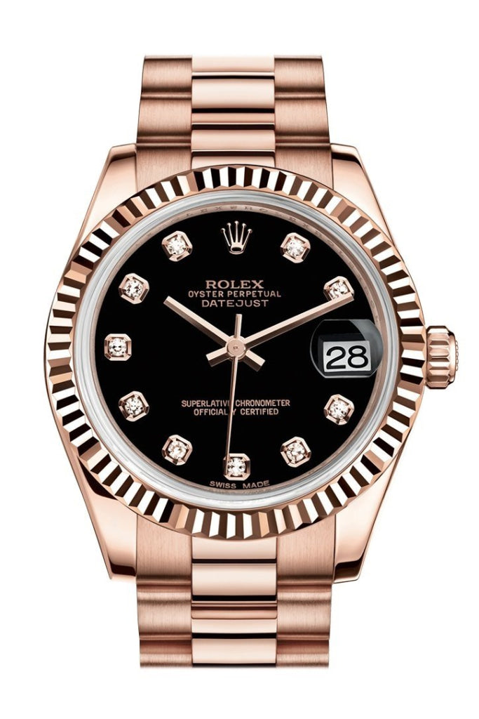 Datejust 31 Damen Rolex Rose Gold Rolex Datejust 31 Black Diamond