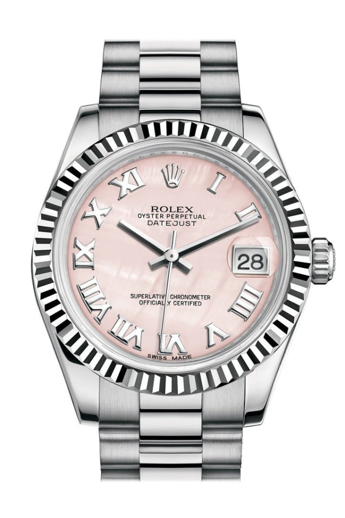 Rolex 178279 Datejust 31 MOP Roman Dial 18k White Gold President WatchGuyNYC