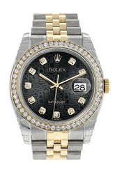 Rolex Datejust 36 Black Jubilee Design Set With Diamonds Dial 18K White Gold Diamond Bezel Ladies
