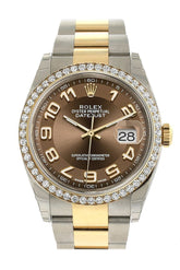 Rolex Datejust 36 Bronze Arab Dial 18K White Gold Diamond Bezel Ladies Watch 116243
