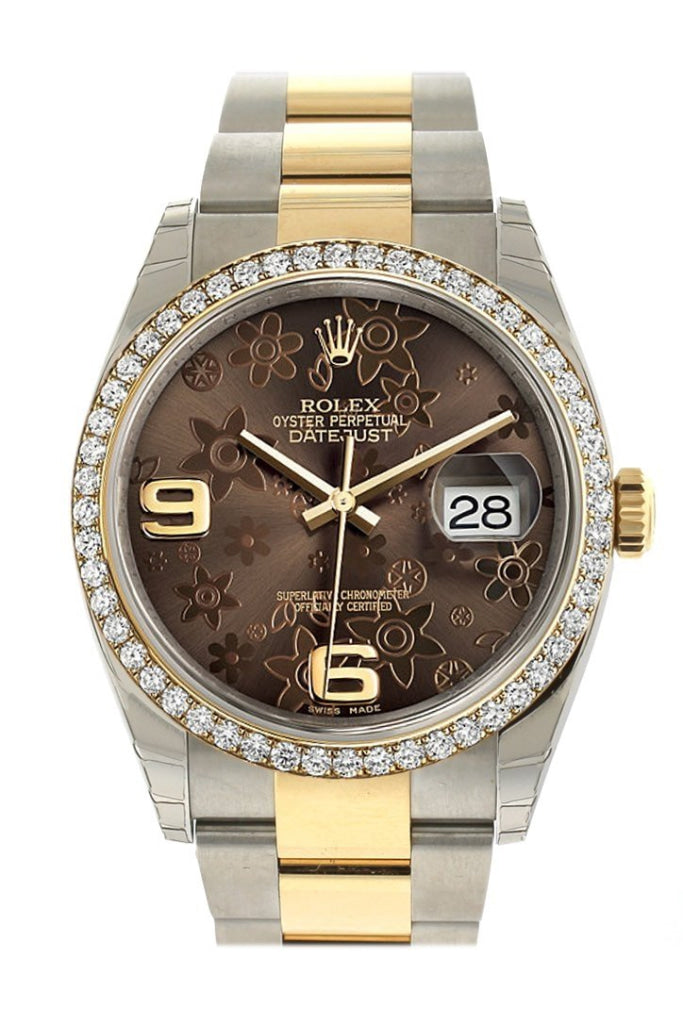 ROLEX 116243 Datejust 36 Bronze Floral Motif Dial Diamond Ladies