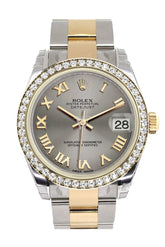 Rolex Datejust 31 Steel Roman Dial Diamond Bezel Yellow Gold Two Tone Watch 178383