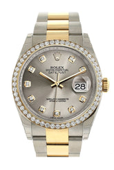 Rolex Datejust 36 Steel Set With Diamonds Dial 18K White Gold Diamond Bezel Ladies Watch 116243