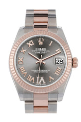 Rolex Datejust 31 Rhodium Large Vi Set With Diamonds Dial Fluted Bezel 18K Everose Gold Two Tone
