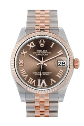 Rolex Datejust 31 Chocolate Large Vi Set With Diamonds Dial Fluted Bezel 18K Everose Gold Two Tone