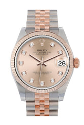 Rolex Datejust 31 Rose Diamond Dial Fluted Bezel 18K Everose Gold Two Tone Jubilee Watch 278271