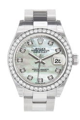 Rolex Datejust 28 Pearl Set With Diamonds Dial Diamond Bezel Steel Ladies Watch 279384Rbr