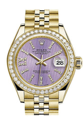 Rolex Datejust 28 Lilac Large Roman Diamonds Dial Diamond Bezel Jubilee Ladies Watch 279138Rbr /