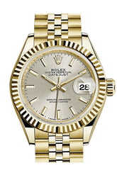 Rolex Datejust 28 Silver Dial Fluted Bezel Jubilee Ladies Watch 279178 / None