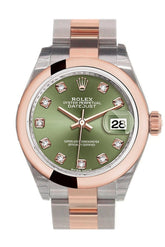 Rolex Datejust 28 Olive Green Diamond Dial Ladies Watch 279161