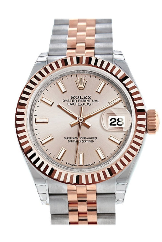 Rolex 279171 Datejust 28 Sundust Rose Gold Fluted Ladies Watch WatchGuyNYC