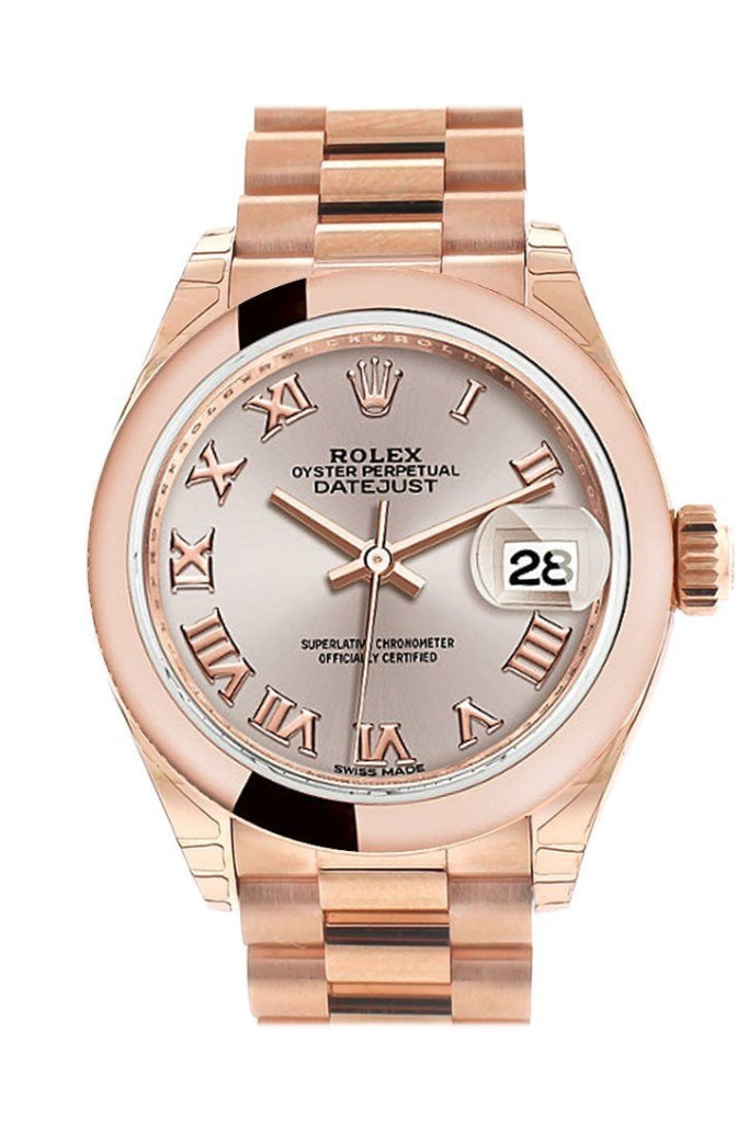 Rolex 279165 Datejust 28 Sundust Roman Rose Gold President Ladies Watch WatchGuyNYC