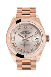 Rolex Datejust 28 Sundust Roman Dial Rose Gold President Ladies Watch 279165 / None