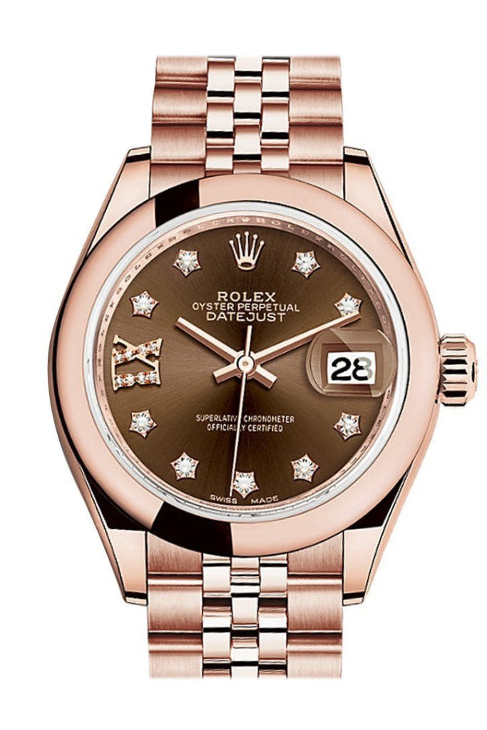 Rolex 279165 Datejust 28 Chocolate Star Diamond Dial Rose Gold