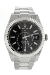 Rolex Sky Dweller Black Dial 18K White Gold Bezel Oyster Mens Watch 326934