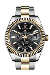 Rolex Sky Dweller Black Dial 18K White Gold Bezel Two Tone Oyster Mens Watch 326933