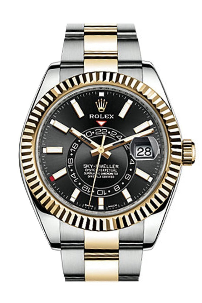 ROLEX 326934 Sky Dweller 42 Black Dial 18K Yellow Gold Bezel