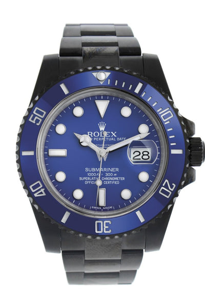Rolex Black pvd Submariner Blue Dial Blue Cerachrom Bezel Steel