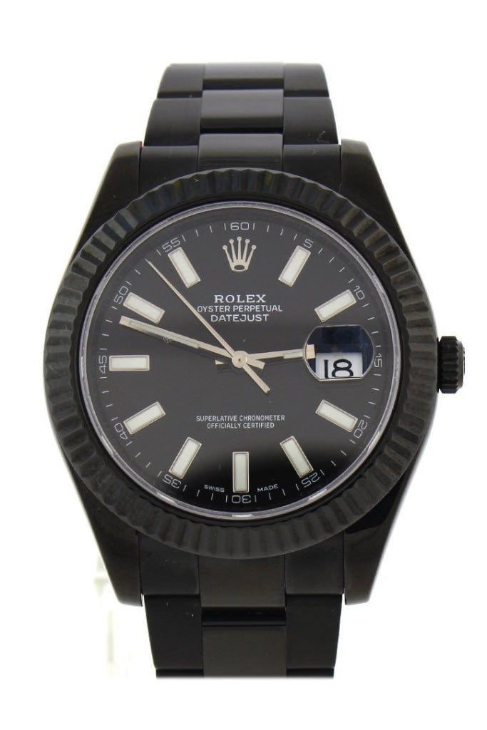 ROLEX Custom Black-pvd Datejust 116334 Mens Watch WatchGuyNYC