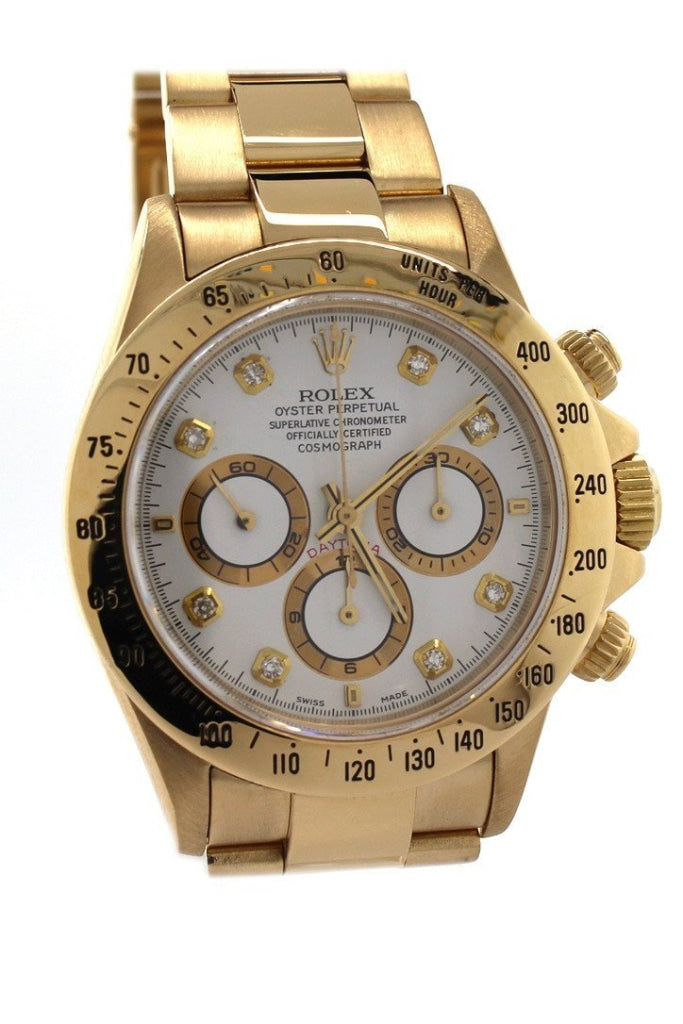 Rolex 16528 Daytona Zenith Gold White Diamonds Dial WatchGuyNYC