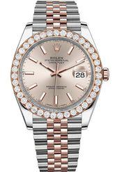 Rolex Custom Diamond Bezel Datejust 41Mm Two Tone Rose Gold Jubilee Mens Watch 126331 Sundust / Si