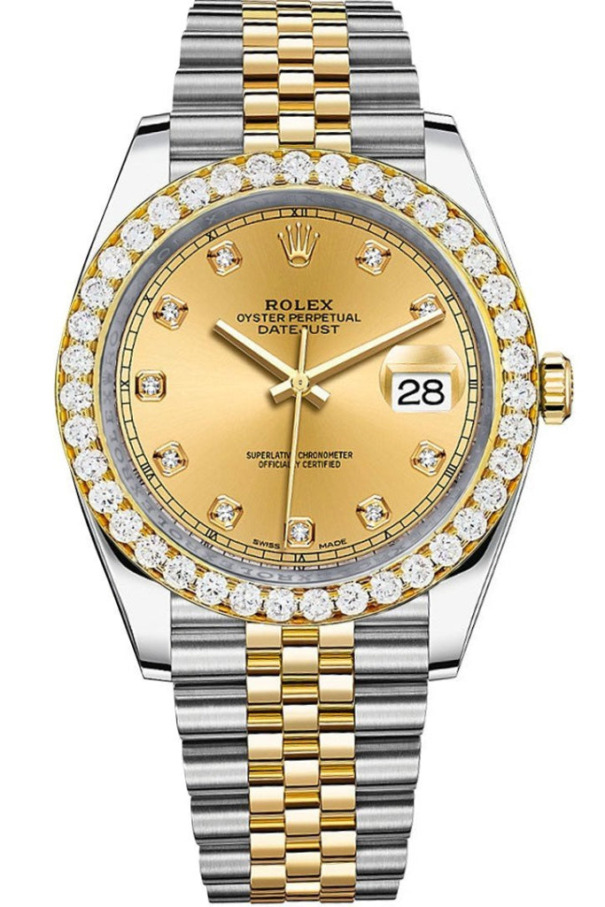 Rolex Custom Diamond Bezel Datejust 41 Steel Men 126333 WatchGuyNYC Champagne Vs None