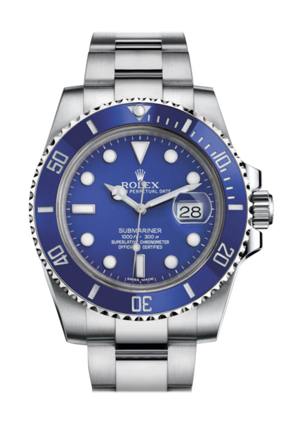 Rolex Submariner Date 18K White Gold Blue Dial Mens Watch 116619LB