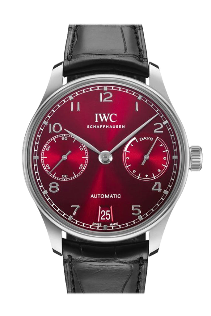 ＩＷＣ IWC Portuguese 7 Day Power Reserve SS 42 Red Dial Watch IW500714