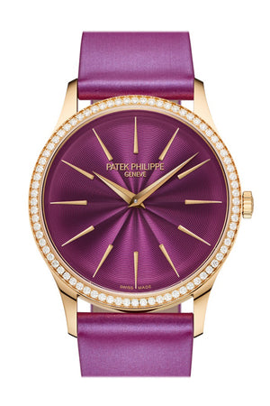 Patek Philippe Calatrava Embossed Pattern Lacquered Purple Dial Watch 4997/200R-001