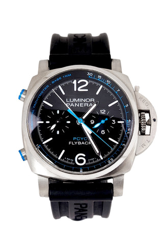 Pre-owned Panerai Luminor 1950 PCYC Flyback 44 Black Dial Titanium PAM00764