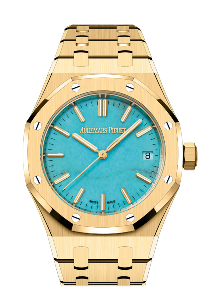 Audemars Piguet Royal Oak Yellow Gold Turquoise Dial Watch 15550BA.OO.1356BA.01
