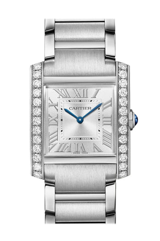 Cartier Tank Française Watch - 32 mm x 27 mm Steel Diamond Case - Silvered Sunray Dial W4TA0021
