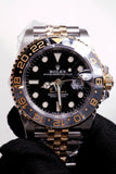 ROLEX GMT-Master II Black Dial Steel 18kt Yellow Gold Men's Watch 126713GRNR