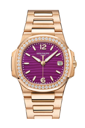 Patek Philippe Nautilus Diamonds Purple Dial Rose Gold Ladies Watch 7010/1R 7010/1R-013