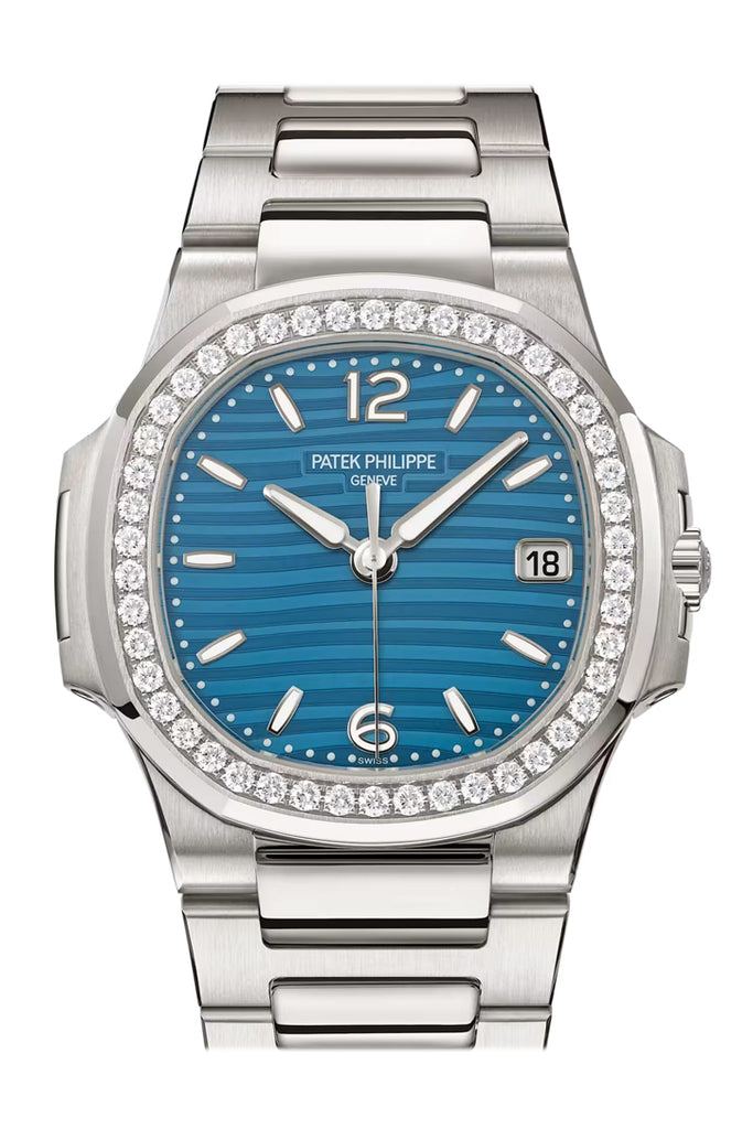 Patek Philippe Nautilus 32 Lacquered Azure Blue Dial White Gold