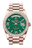 Rolex Day-Date 36 Green Aventurine Dial Diamond Bezel 18K Everose Gold President Watch 128345RBR